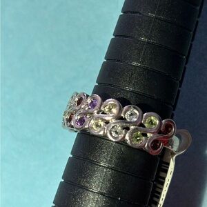 Elegant Multicolor Gemstone Silver Ring